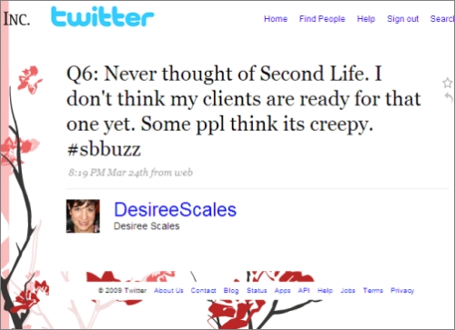 Tweetchat response using hashtag #sbbuzz